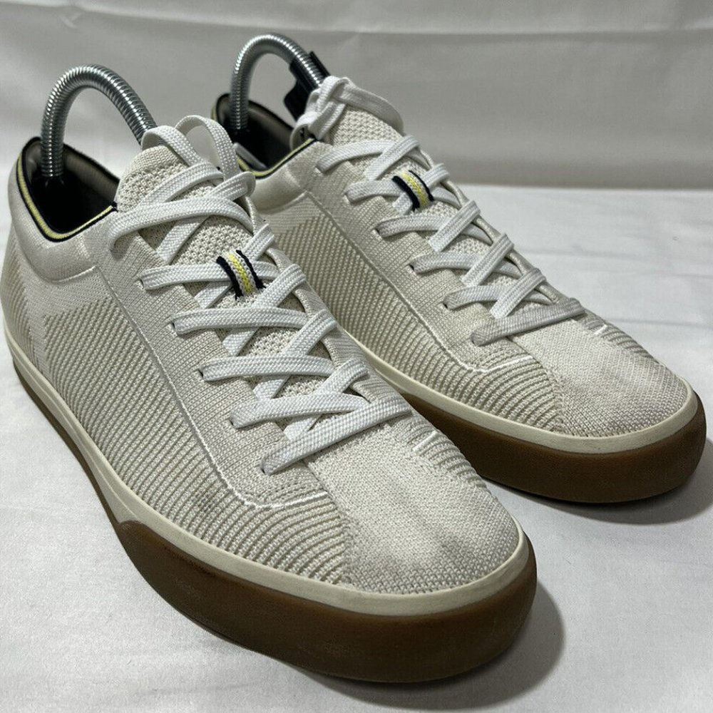 Rothy's The Lace Up Classic Knit Ivory White Flat Sneaker Tennis Shoe Woman 10